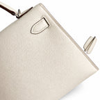 Fully hand-sewn👉Second generation Mini Kelly 19cm imported Epsom leather cream white silver buckle