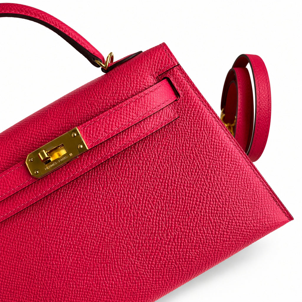 Fully hand-stitched 👉Second generation Mini Kelly 19cm imported Epsom leather ultimate pink gold buckle