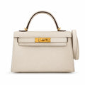 Fully hand-sewn👉Second generation Mini Kelly 19cm imported Epsom leather cream white gold buckle