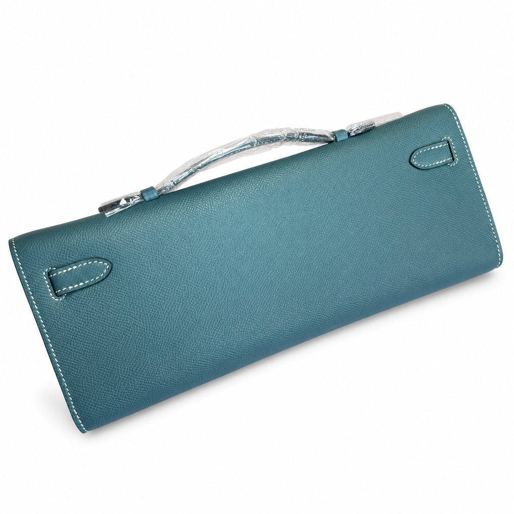 Kelly Cut 31 Clutch Epsom Leather Picture Denim Blue