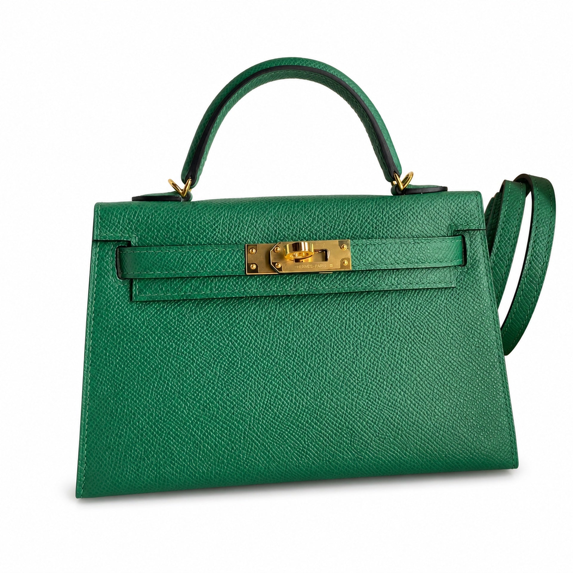 Fully hand-sewn👉Second generation Mini Kelly 19cm imported Epsom leather velvet green gold buckle