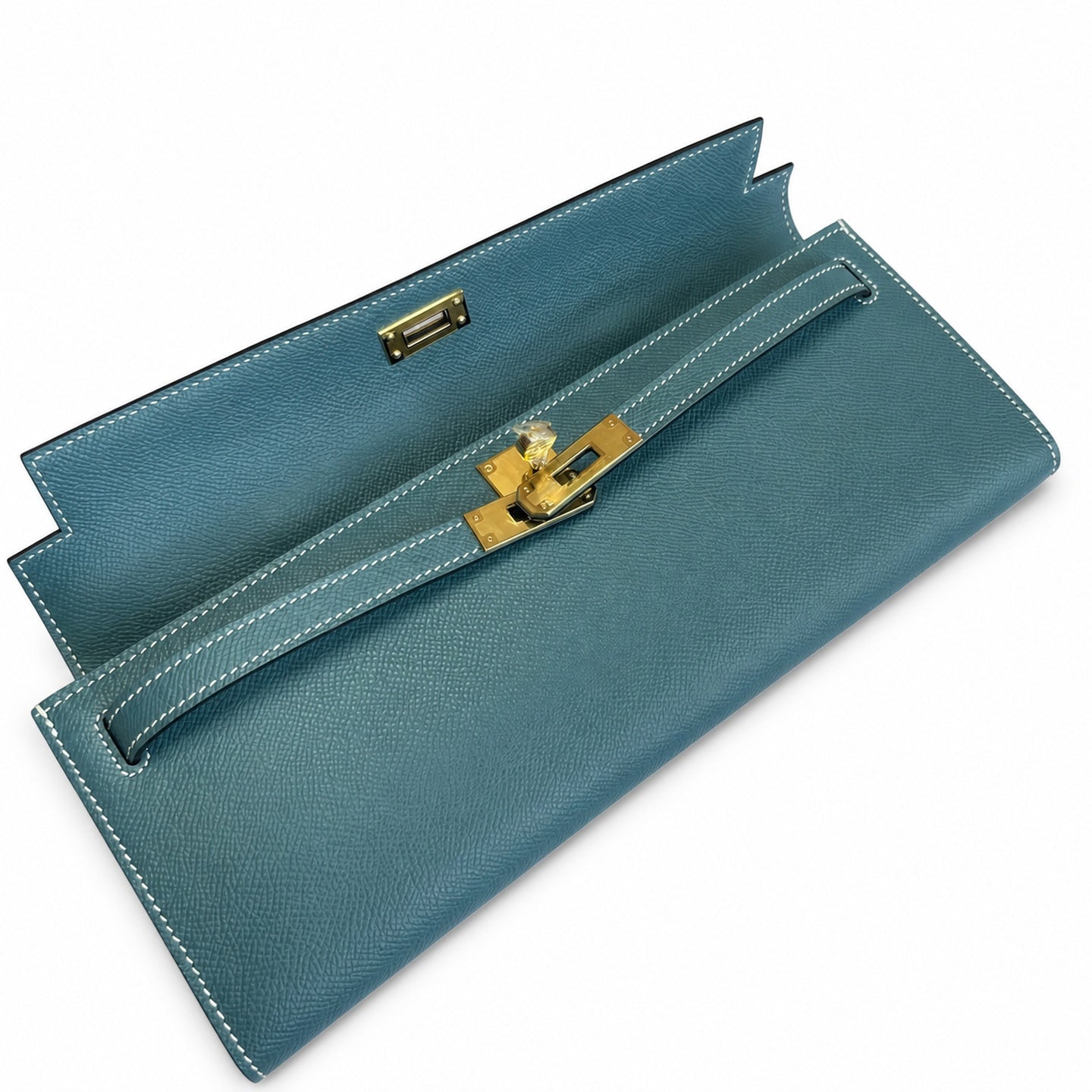 Kelly Cut 31 Clutch Epsom Leather Picture Denim Blue
