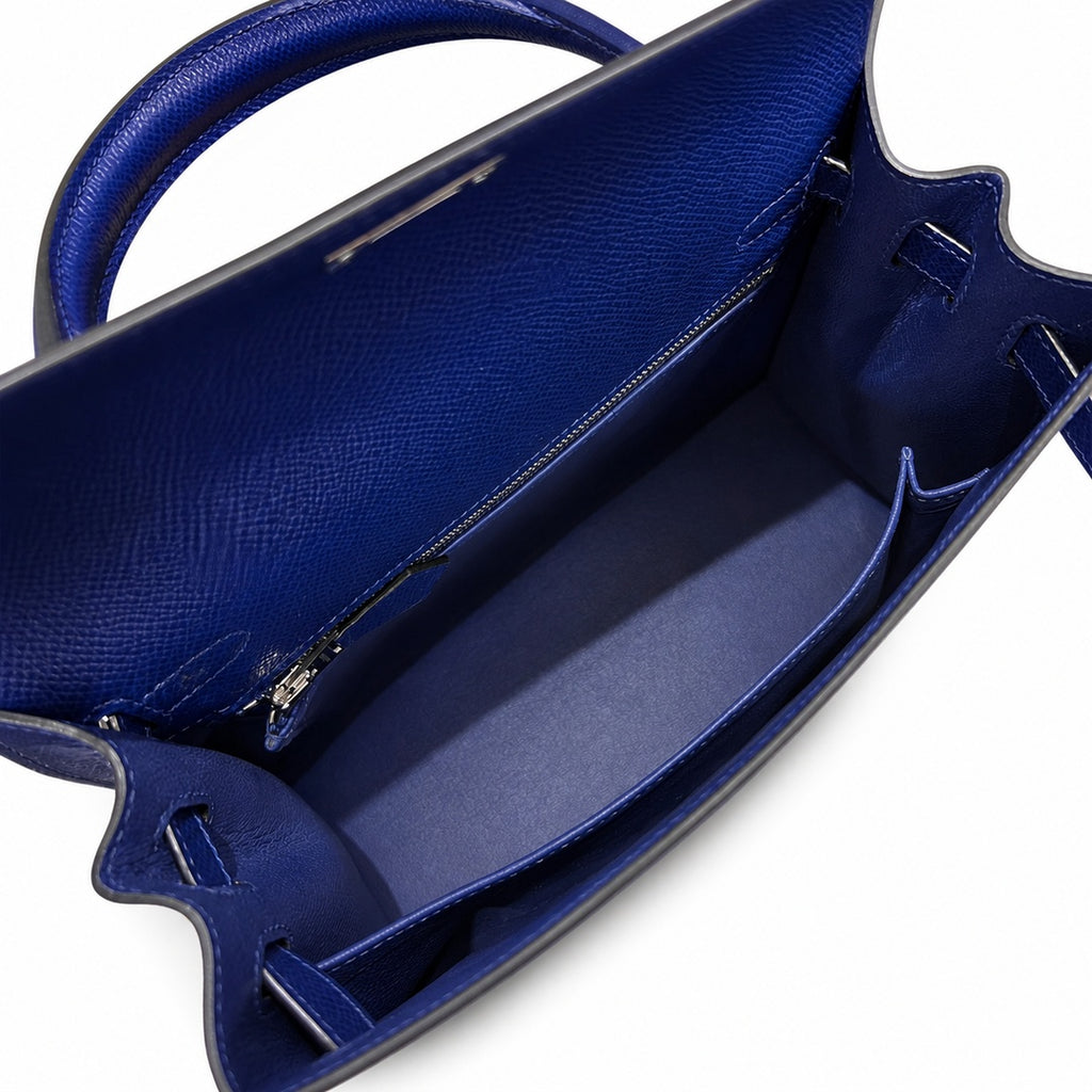 Kelly 25cm Epsom leather 7T BlueElectric electric blue top handcraft! Counter quality!