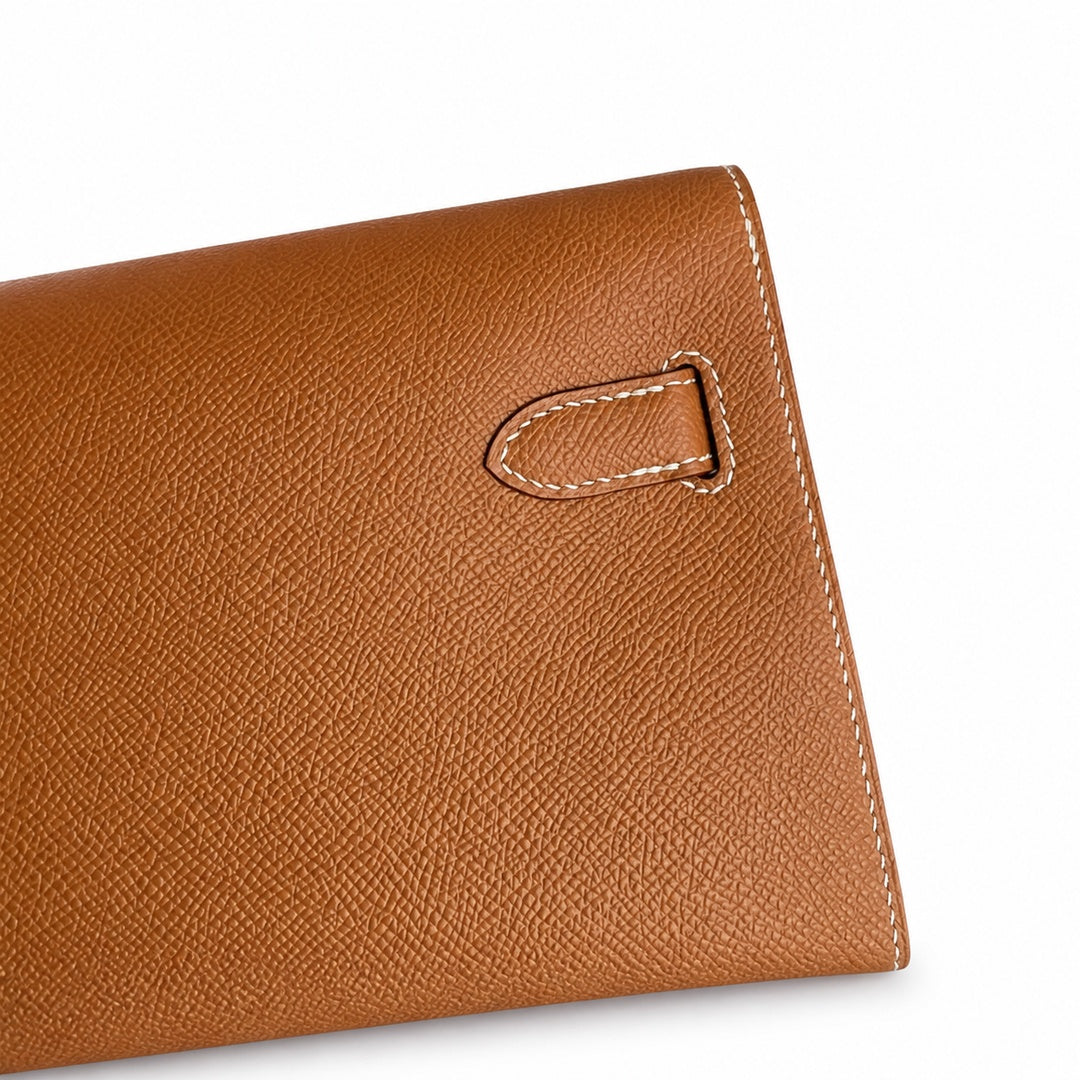 Customer order💕 kelly depeches25 golden brown epsom gold buckle hand-stitched men's handbag🎉