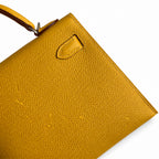 Fully hand-sewn👉Second generation Mini Kelly 19cm imported Epsom leather amber yellow silver buckle