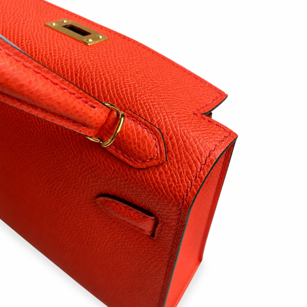 Fully hand-sewn👉Second generation Mini Kelly 19cm imported Epsom leather Texas pink gold buckle