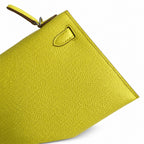 Fully hand-sewn👉Second generation Mini Kelly 19cm imported Epsom leather lemon yellow🍋 silver buckle