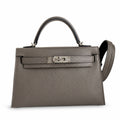 Fully hand-sewn👉Second generation Mini Kelly 19cm imported Epsom leather pewter gray silver buckle