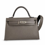 Fully hand-sewn👉Second generation Mini Kelly 19cm imported Epsom leather pewter gray silver buckle