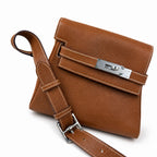 🆕 In stock Kelly Messenger messenger bag for men and women, Fubao leather gold brown silver buckle, imported leather, all-steel hand-waxed thread, the highest cost performance on the entire network. T