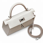 Style: mini kelly Color: ck10/craie Size: 19*12*5.5cm Leather: epsom From France Hardware: silver Mini Kelly second generation, milkshake white, French imported cowhide, silver buckle, high-end handma