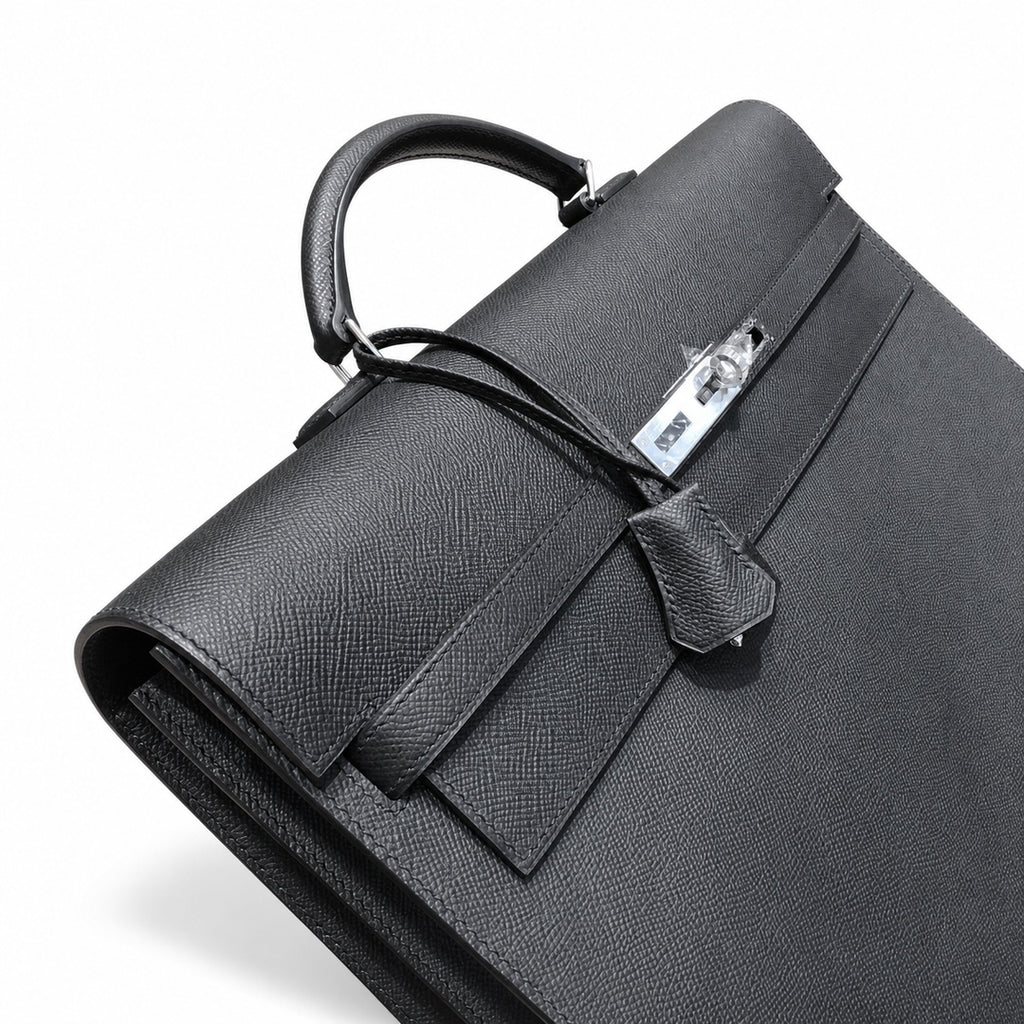 Kelly briefcase 38cm Epsom leather 89 Noir black top handcraft! Counter quality!