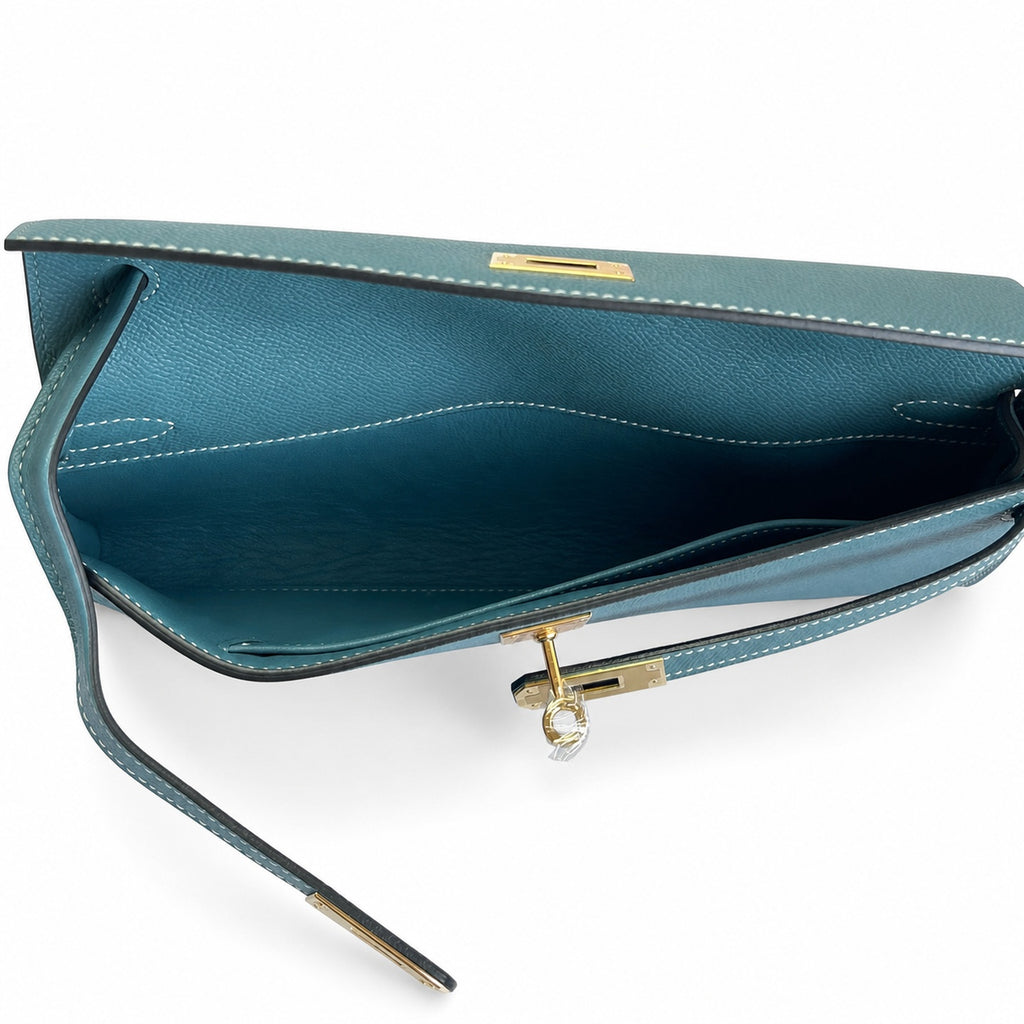 Kelly Cut 31 Clutch Epsom Leather Picture Denim Blue