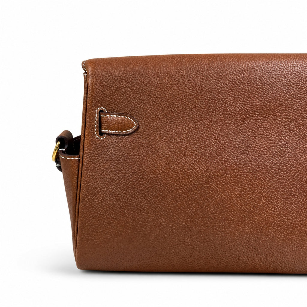 🆕 In stock Kelly Messenger messenger bag for men and women, Fubao leather gold brown gold buckle, imported leather, all-steel hand-waxed thread, the highest cost performance on the Internet. The class
