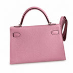 Fully hand-sewn👉Second generation Mini Kelly 19cm imported Epsom leather, malva purple, silver buckle