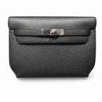 kelly Depeches clutch, Epsom leather 89 Noir black, top-notch craftsmanship! Counter quality!