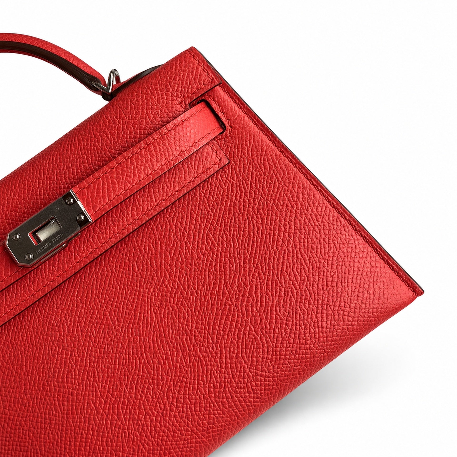 Fully hand-sewn👉Second generation Mini Kelly 19cm imported Epsom leather peach pink silver buckle