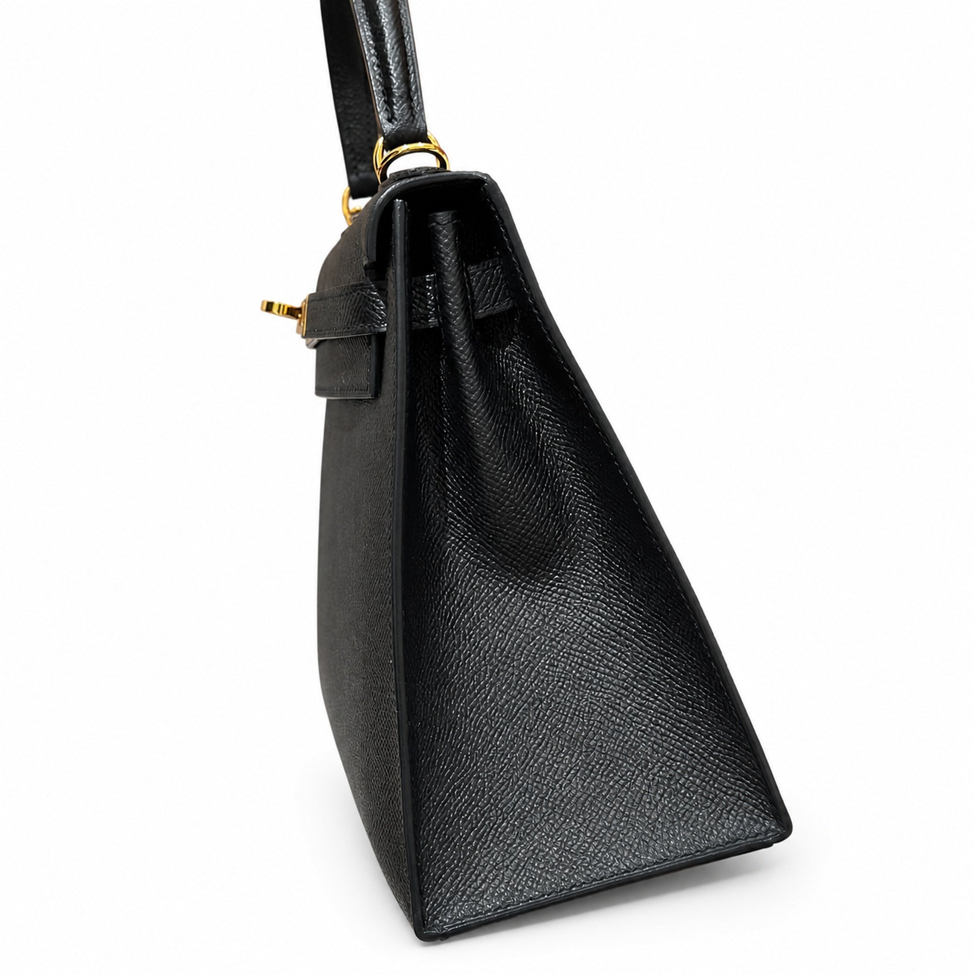 kelly25cm, ck89/Black, Epsom, gold, all handmade‼ ️Kelly 25cm, black, palm print, gold buckle, high-end handmade exclusive customization‼ ️Purely hand-made nails, hand-engraved hardware, fine steel Di