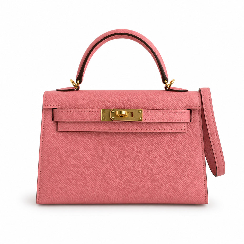 Fully hand-sewn👉Second generation Mini Kelly 19cm imported Epsom leather milkshake powder gold buckle