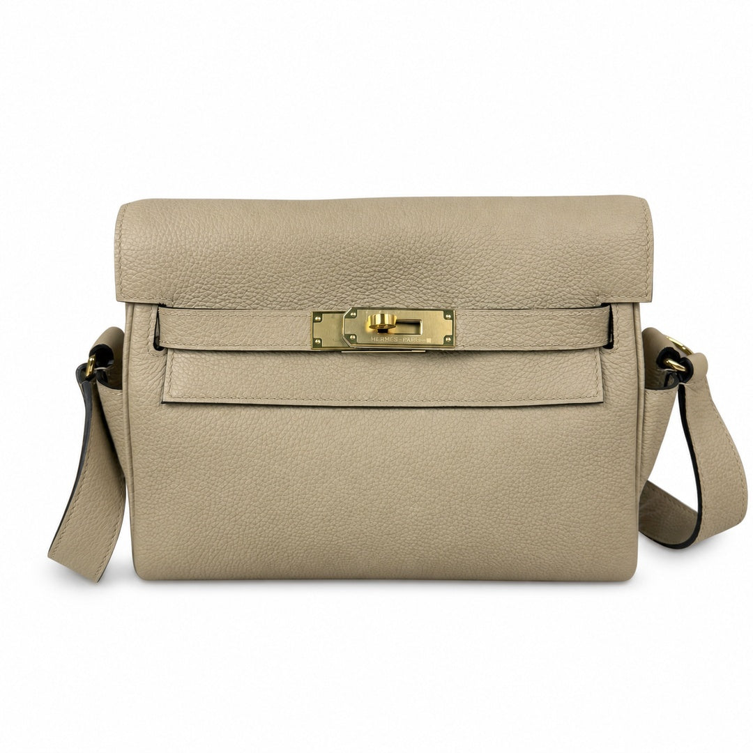 🆕 In stock kelly messenger messenger bag for men and women, gray gold buckle for windbreaker, imported leather, all-steel hand-waxed thread, the highest cost-effectiveness on the Internet. The classic