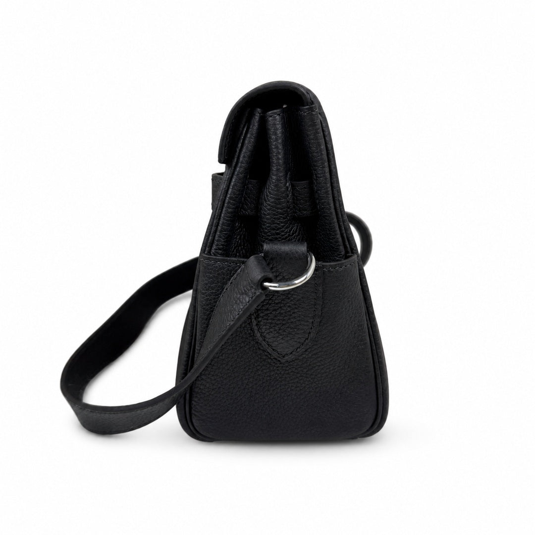 🆕 In stock Kelly Messenger messenger bag for men and women, black silver buckle, imported leather, all-steel hand-waxed thread, the highest cost-effectiveness on the Internet. The classic combination