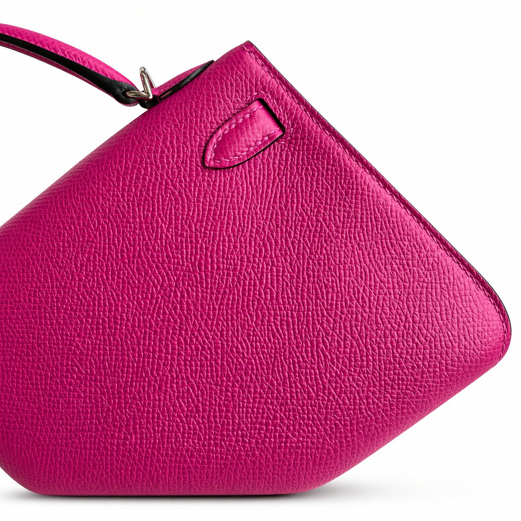 Fully hand-sewn👉Second generation Mini Kelly 19cm imported Epsom leather rose purple silver buckle