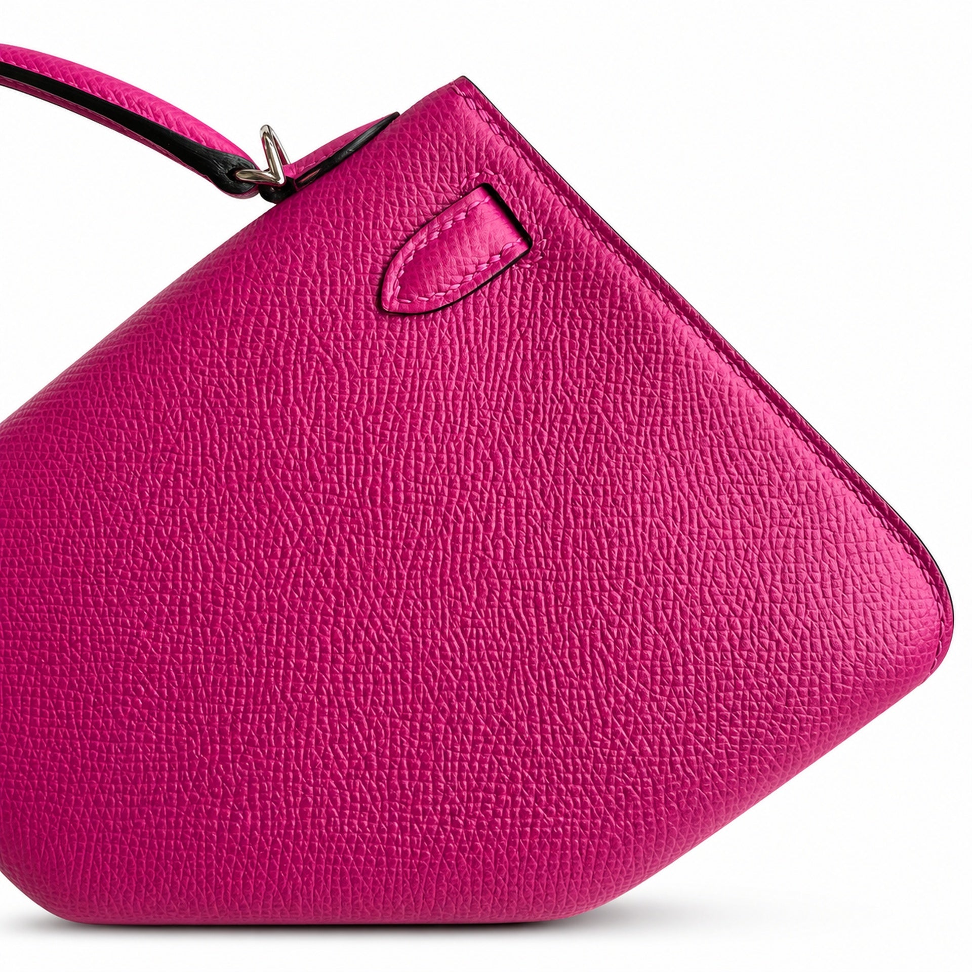 Fully hand-sewn👉Second generation Mini Kelly 19cm imported Epsom leather rose purple silver buckle