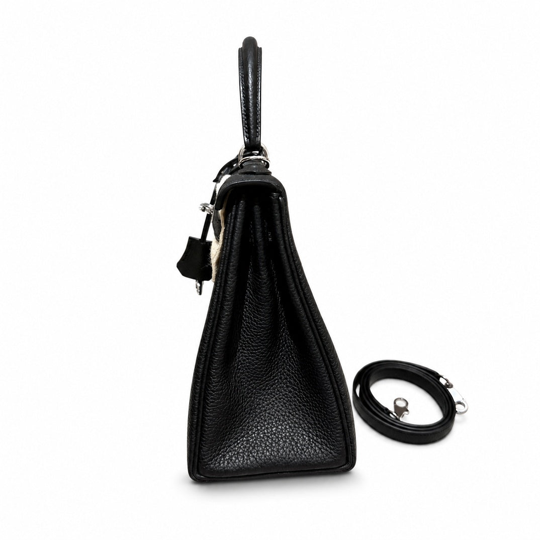 Kelly25cm, ck89/black, togo, silver, all handmade‼ Kelly 25cm, black, calfskin, silver buckle, top hand-stitched wax thread, high-end handmade exclusive customization‼ ️Purely hand-made nails, hand-en