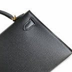 Second generation Mini Kelly 19cm Epsom leather black gold buckle