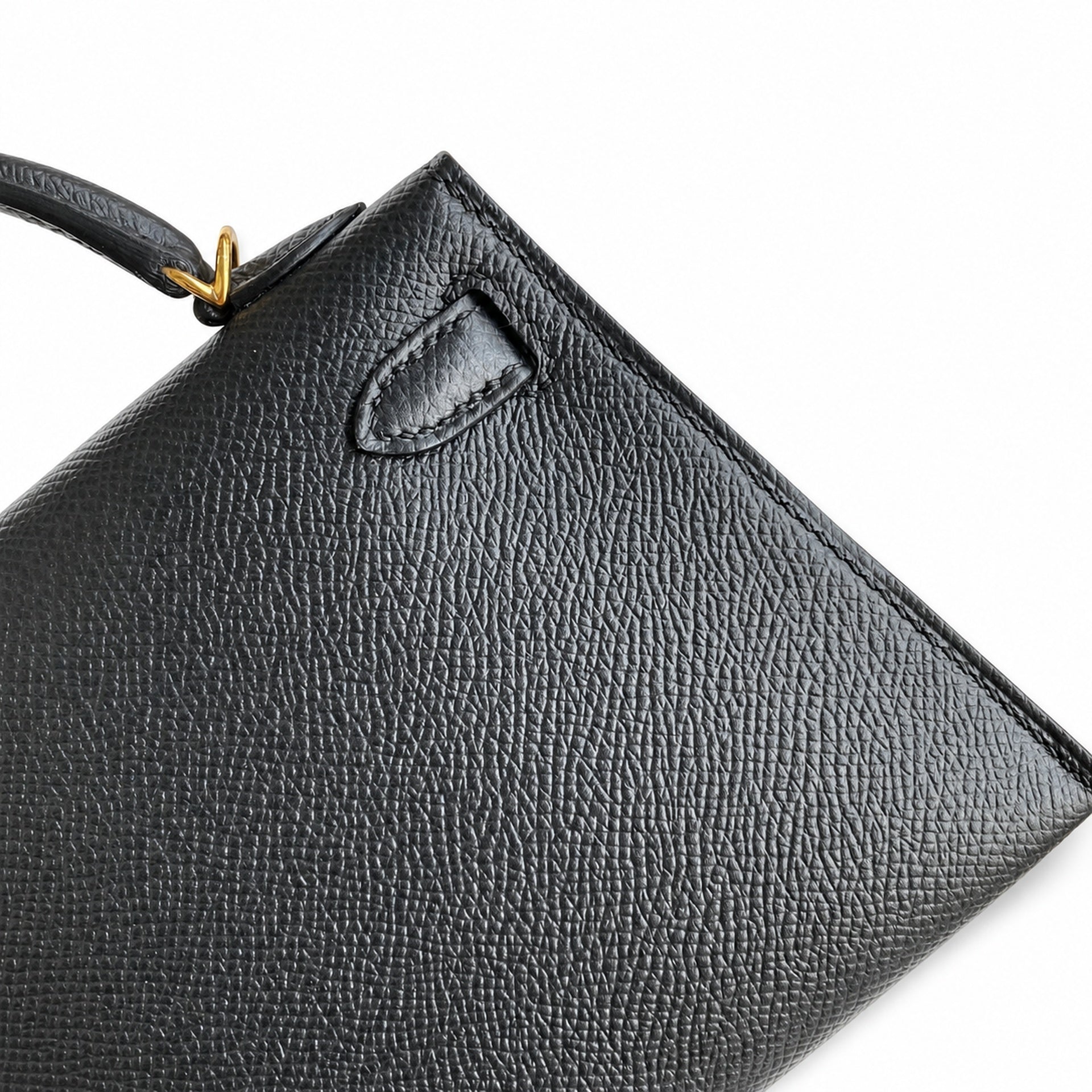Second generation Mini Kelly 19cm Epsom leather black gold buckle