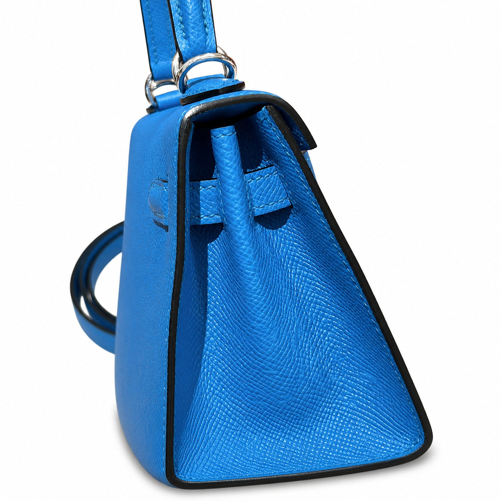 kelly25cm, OF/Blue fride, Epsom, sliver, all handmade‼ ️Kelly 25cm, Florida blue, palm print, silver buckle, high-end handmade exclusive customization‼ ️Purely hand-made nails, hand-engraved hardware,