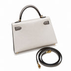 Style: mini kelly Color: ck10/craie/M8/Gris Asphalte Size: 19*12*5.5cm Leather: epsom From France Hardware: gold Mini Kelly second generation, milkshake white and starry sky gray, palm print cowhide i