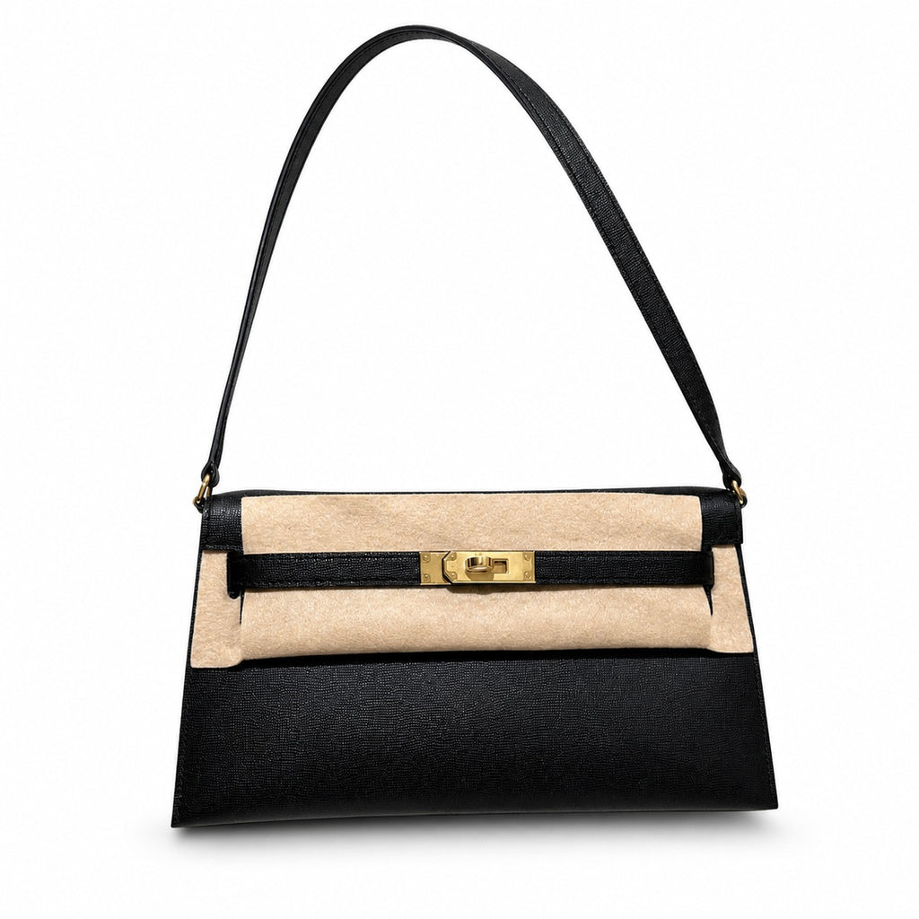 kelly elan、ck89/Black、Epson、gold、all handmade‼ ️H armpit bag, black, palm print, gold buckle, top hand-stitched wax thread production, pure handmade private high-end‼ ️‼ ️Purely hand-made nails, hand-