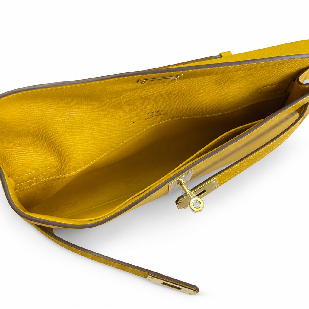 Kelly Cut 31 Clutch Epsom Leather Picture Amber Yellow