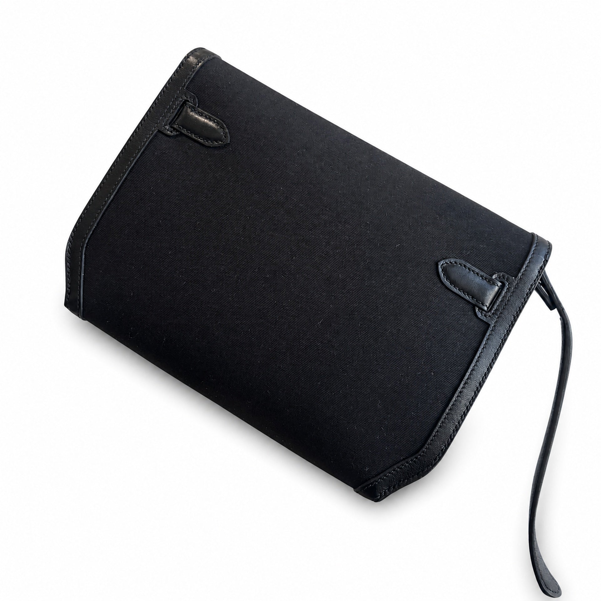 Kelly Depeches 25 clutch, canvas and swift leather (with additional shoulder strap), can be carried cross-body, can be carried by hand or on the wrist, daily needs, seamless switching between business