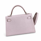 Ready stock: Fully hand-stitched 👉Second generation Mini Kelly 19cm imported Epsom leather dreamy pink and purple silver buckle