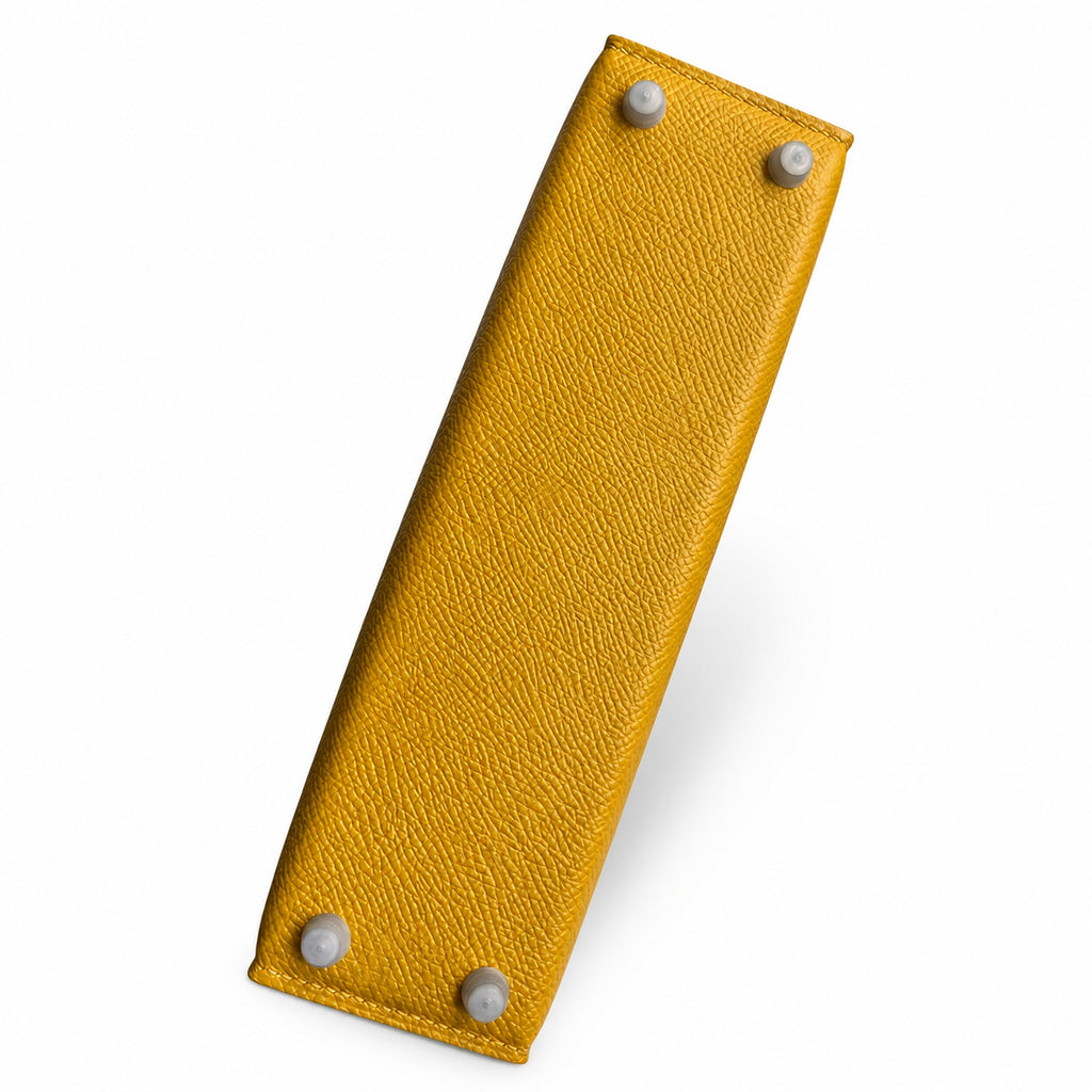 Fully hand-sewn👉Second generation Mini Kelly 19cm imported Epsom leather amber yellow silver buckle