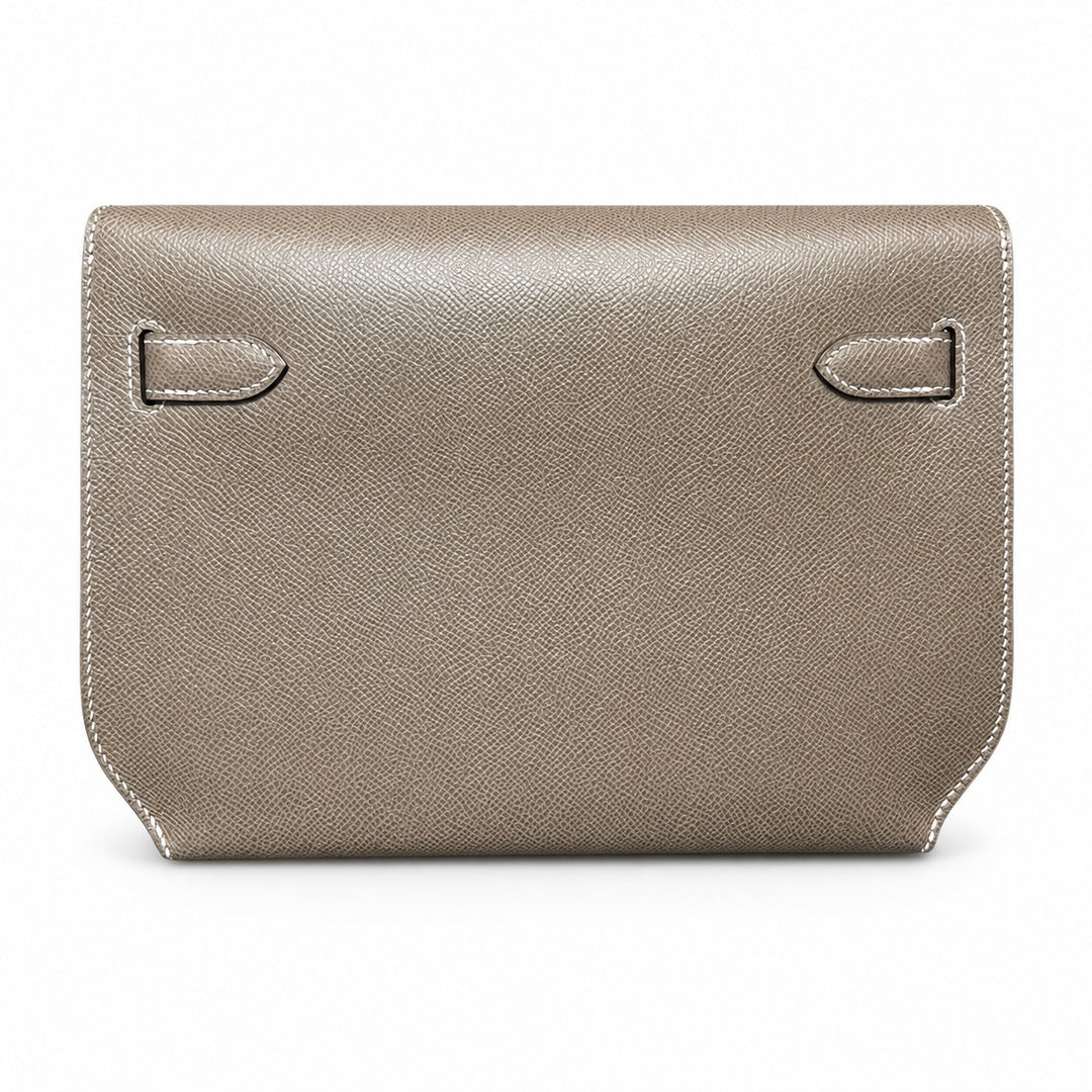 Kelly Depeches 25cm Epsom leather 18 Etoupe elephant gray top handcraft! Counter quality!