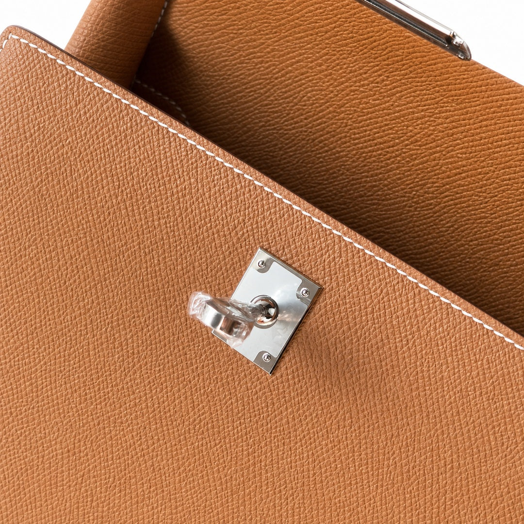 Kelly25cm Epsom original palm print leather ck37 golden brown Gold silver buckle PHW top quality fully hand-sewn Stock