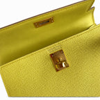Fully hand-sewn👉Second generation Mini Kelly 19cm imported Epsom leather lemon yellow🍋 gold buckle