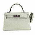 Ready stock: Fully hand-stitched 👉Second generation Mini Kelly 19cm imported Epsom leather bubble green silver buckle