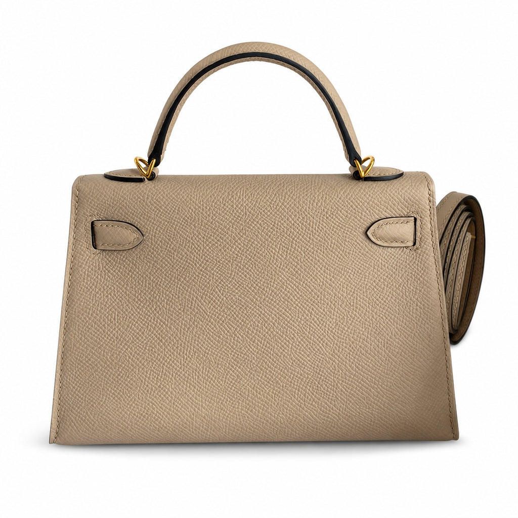 Fully hand-sewn👉Second generation Mini Kelly 19cm imported Epsom leather turtle dove gray gold buckle