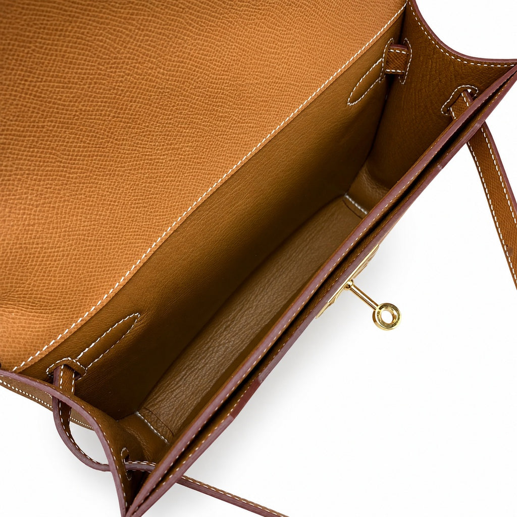 Kelly Depeches 25cm Epsom leather, 37 gold brown, gold buckle, the most in-class men's handbag Depeches25 This leather is really the best, with a shoulder strap, it instantly transforms into an armpit