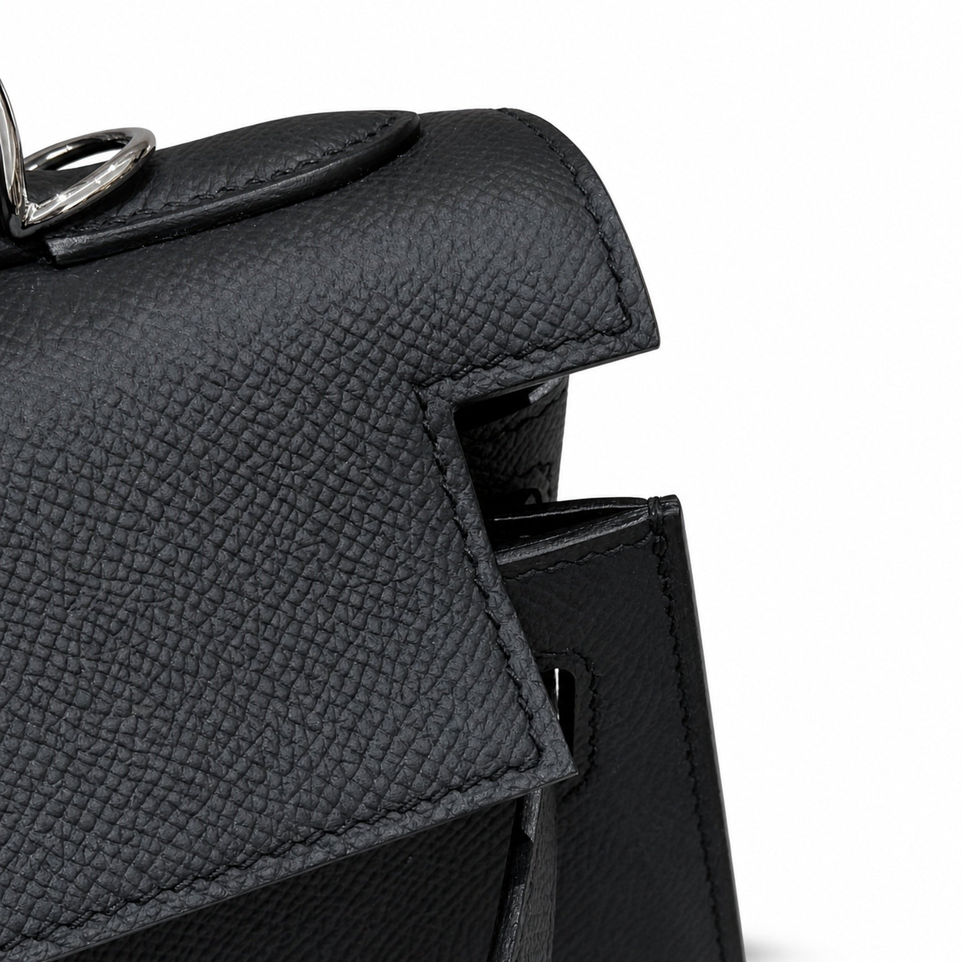 kelly32cm, ck89/Black, Epsom, sliver, all handmade‼ ️Kelly 32cm, black, palm print, silver buckle, high-end handmade exclusive customization‼ ️Purely hand-made nails, hand-engraved hardware, fine stee