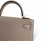Fully hand-sewn👉Second generation Mini Kelly 19cm imported Epsom leather asphalt gray gold buckle