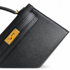Second generation Mini Kelly 19cm Epsom leather black gold buckle