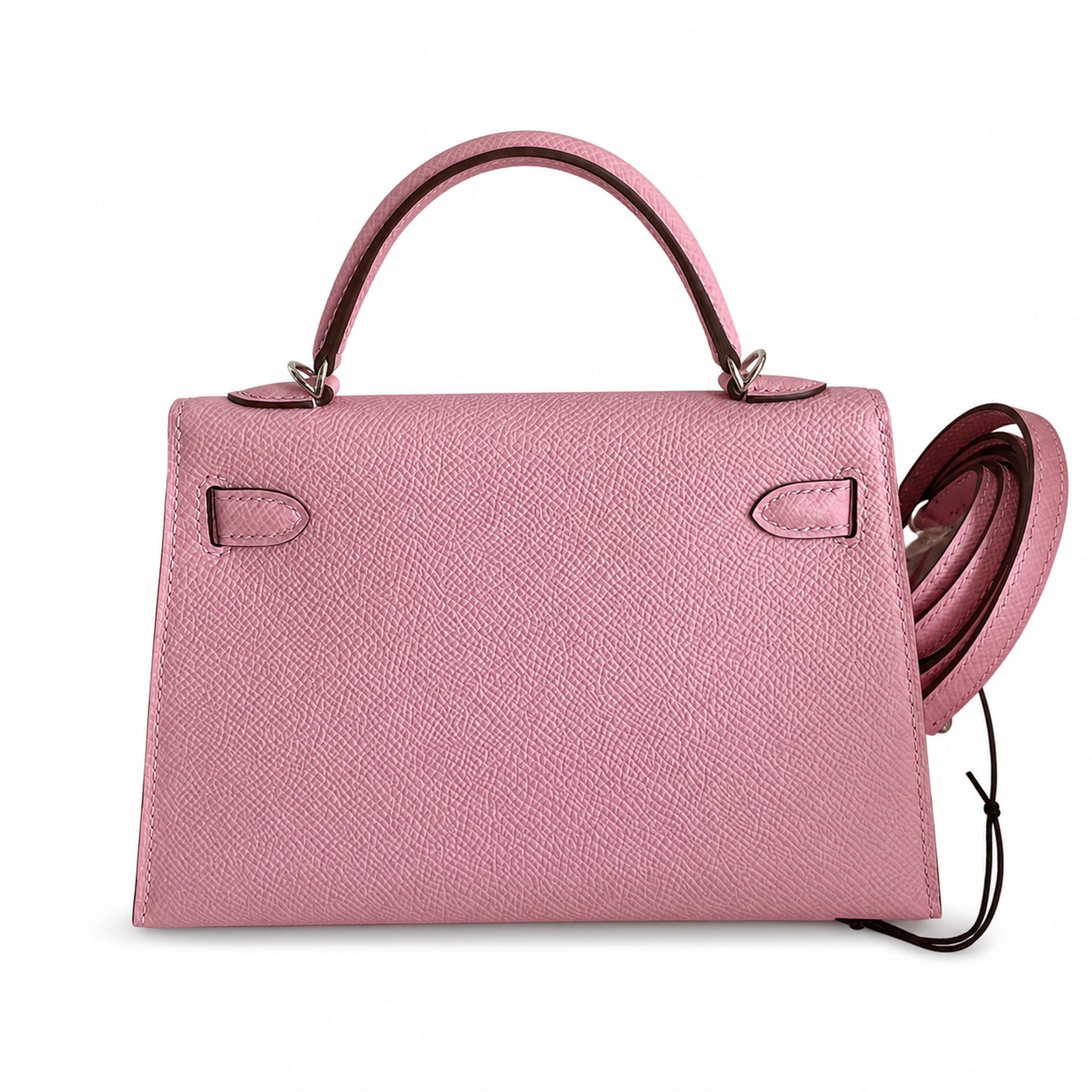 Second generation Mini Kelly 19cm Epsom leather, mallow purple, silver buckle