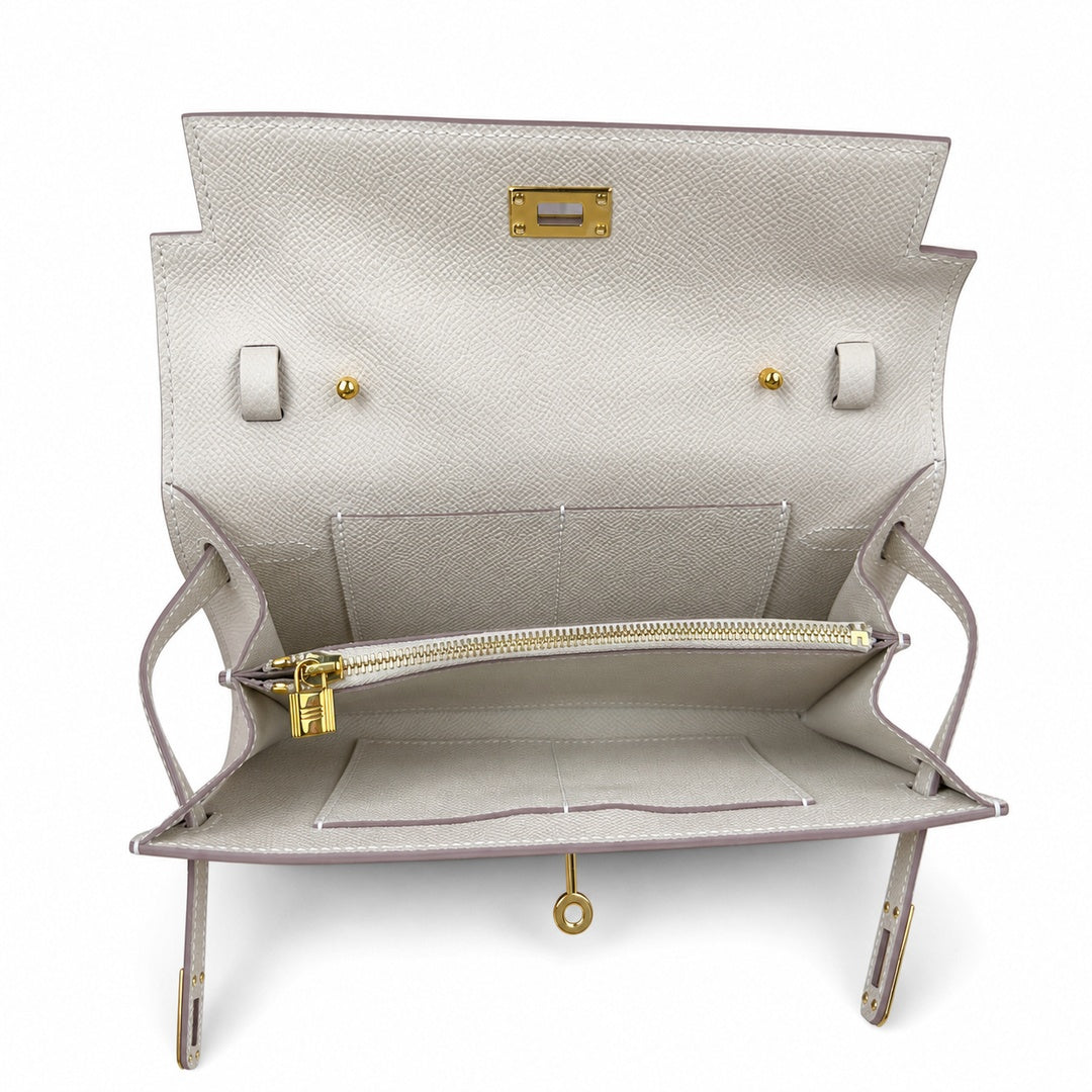 Kelly woc epsom, milkshake platinum buckle, Hass leather, handmade wax thread, all-steel hardware, top-selling market currency