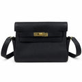 🆕 In stock Kelly Messenger messenger bag for men and women, black gold buckle, imported leather, all-steel hand-waxed thread, the highest cost-effectiveness on the entire network. The classic combinat