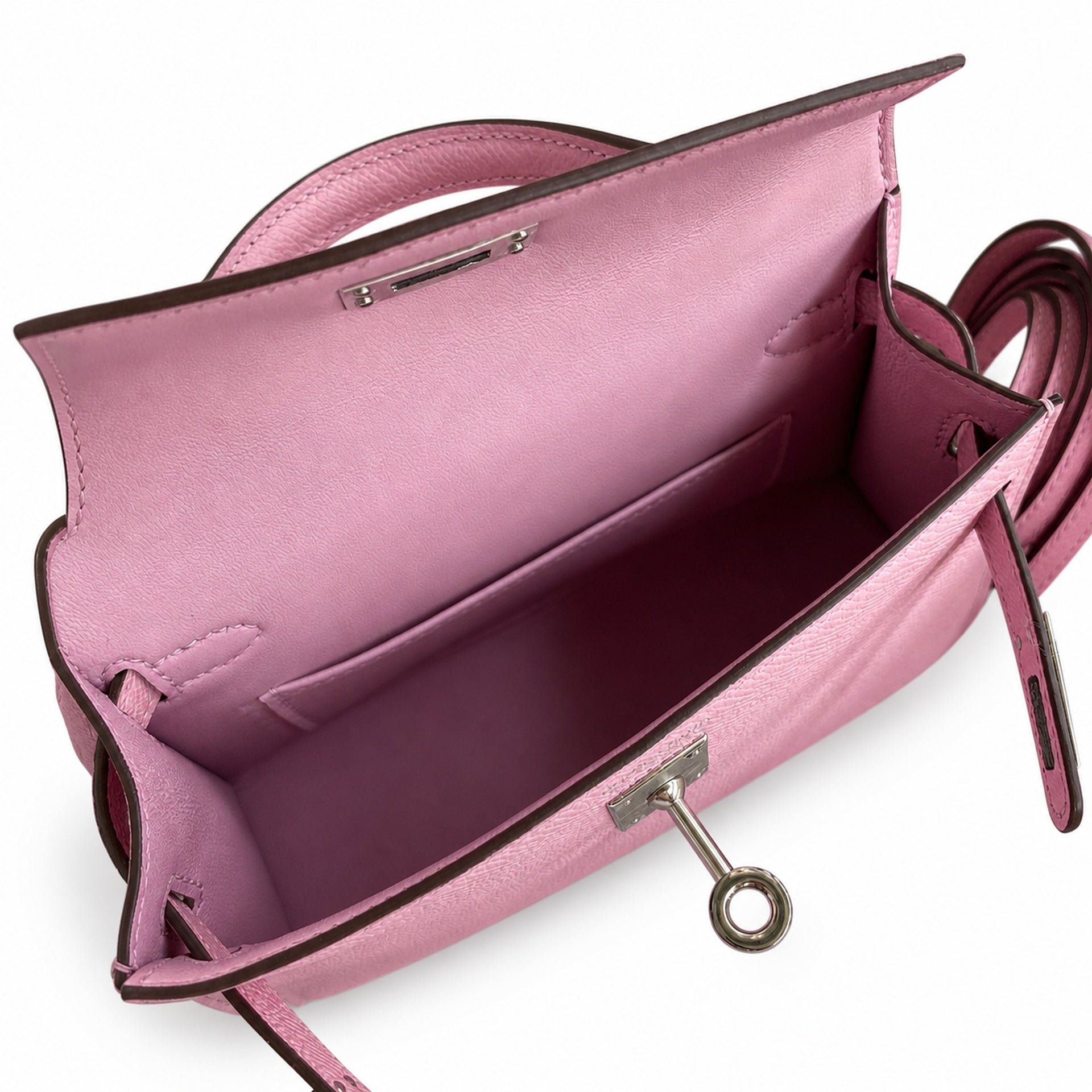 Second generation Mini Kelly 19cm Epsom leather, mallow purple, silver buckle